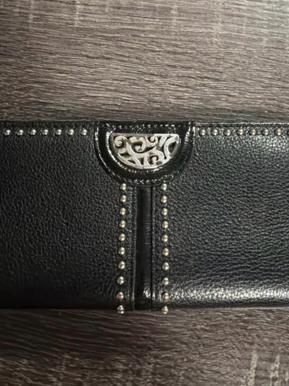 Brighton Black Leather Wallet with Silver Studs